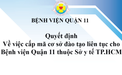 Quyết định Về việc cấp mã cơ sở đào tạo liên tục cho Bệnh viện Quận 11 thuộc Sở y tế TP.HCM